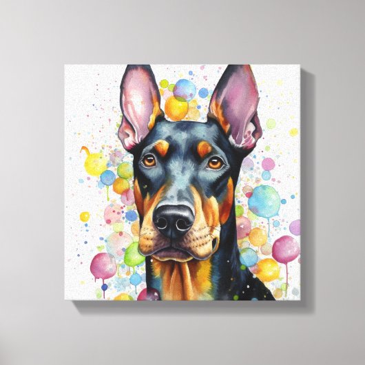 Moderne kleurrijke Doberman kunst Canvas Afdruk (Voorkant)