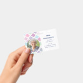Moderne Kleurrijke Docent Personeel Foto ID Badge (Handheld)