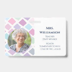 Moderne Kleurrijke Docent Personeel Foto ID Badge