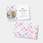 Moderne Kleurrijke Docent Personeel Foto ID Badge (Voor- en achterkant)