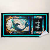 Moderne Kleurrijke Dolfijnen in de oceaan Strandlaken (Voorkant)