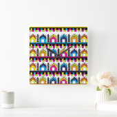 Moderne, kleurrijke dorpen vierkante klok (Huis)