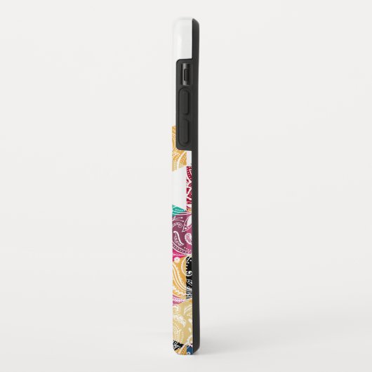 Moderne kleurrijke driehoek en witte paisleybekled Case-Mate iPhone case (Achterkant/links)