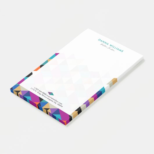 Moderne kleurrijke driehoek geometrisch patroon post-it® notes (Schuin)