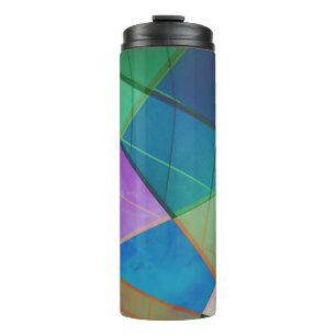 Moderne, kleurrijke driehoeken, trapezoïde vormen thermosbeker
