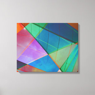 Moderne, kleurrijke driehoeken, trapezoïde vormkun canvas afdruk