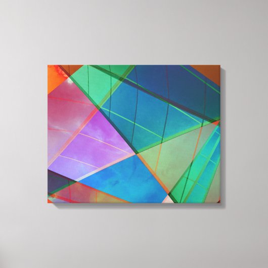 Moderne, kleurrijke driehoeken, trapezoïde vormkun canvas afdruk (Voorkant)