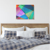 Moderne, kleurrijke driehoeken, trapezoïde vormkun canvas afdruk (Insitu (Slaapkamer))