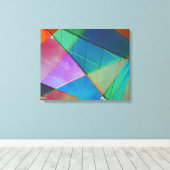 Moderne, kleurrijke driehoeken, trapezoïde vormkun canvas afdruk (Insitu (Houten vloer))