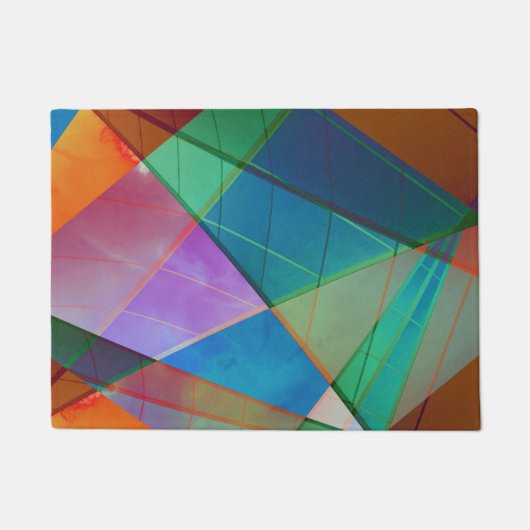 Moderne, kleurrijke driehoeken, trapezoïde vormkun deurmat (Voorkant)