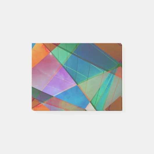 Moderne, kleurrijke driehoeken, trapezoïde vormkun post-it® notes (Voorkant)