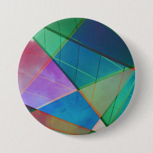 Moderne, kleurrijke driehoeken, trapezoïde vormkun ronde button 7,6 cm