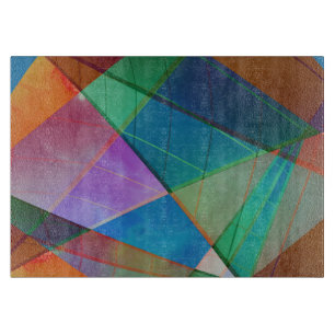 Moderne, kleurrijke driehoeken, trapezoïde vormkun snijplank