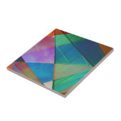 Moderne, kleurrijke driehoeken, trapezoïde vormkun tegeltje (Zijkant)