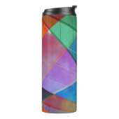 Moderne, kleurrijke driehoeken, trapezoïde vormkun thermosbeker (Gedraaid links)