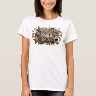 Moderne Kleurrijke DRINK SMILE REPEAT T-shirt