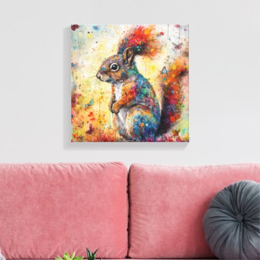 Moderne Kleurrijke Eekhoorn Art Canvas Print (Insitu (Woonkamer))