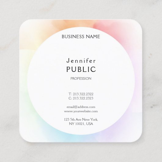 Moderne, kleurrijke elegant Script Sjabloon Trendy Vierkante Visitekaartje (Achterkant)