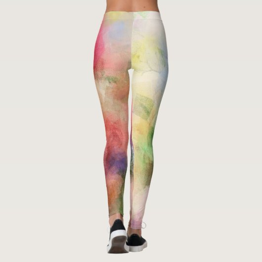 Moderne Kleurrijke Elegante Abstracte Kunst Sjablo Leggings (Achterkant)