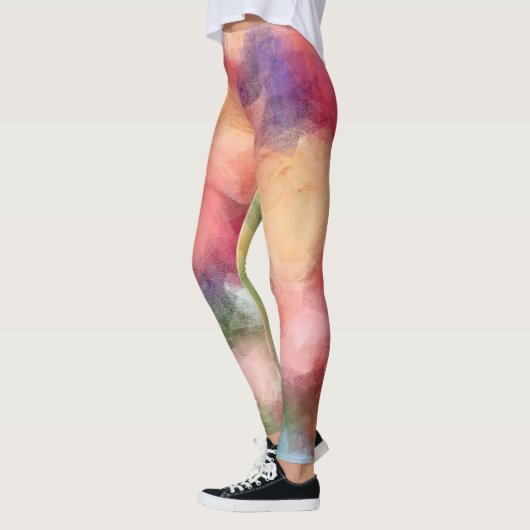 Moderne Kleurrijke Elegante Abstracte Kunst Sjablo Leggings (Links)