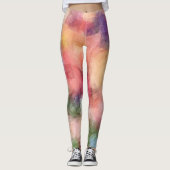 Moderne Kleurrijke Elegante Abstracte Kunst Sjablo Leggings (Voorkant)