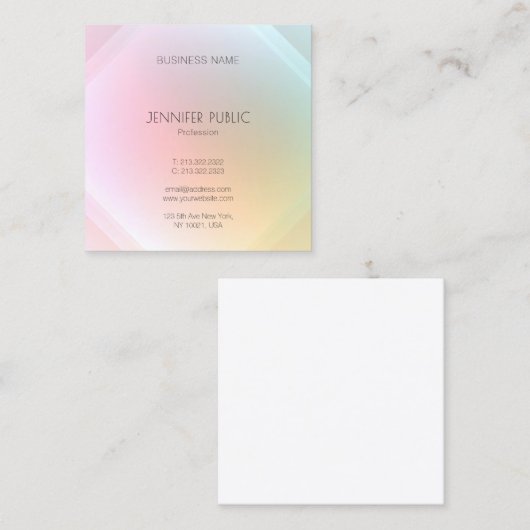 Moderne, kleurrijke, elegante ontwerpSjabloon Vierkante Visitekaartje (Voorkant / Achterkant)