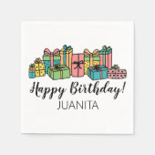 Moderne kleurrijke elke leeftijd Happy Birthday Servet (Voorkant)