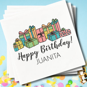 Moderne kleurrijke elke leeftijd Happy Birthday Servet