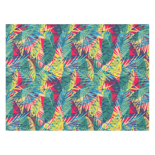 Moderne kleurrijke exotische bladeren tafelkleed (Voorkant (Horizontaal))