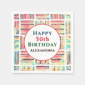 Moderne kleurrijke fabricage 50e verjaardag servet (Voorkant)