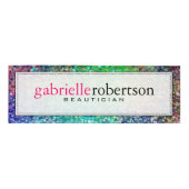 Moderne, kleurrijke Faux Glitter Naambadge (Voorkant)