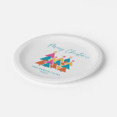 Moderne Kleurrijke Feestelijke Kerstbomen Typograf Papieren Bordje (Gekanteld)