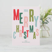 Moderne kleurrijke feestelijke typografie Vrolijk  Feestdagenkaart (Staand voorkant)