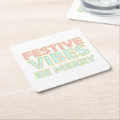 Moderne Kleurrijke Feestelijke Vibes Be Merry Kartonnen Onderzetters (Schuin)