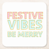 Moderne Kleurrijke Feestelijke Vibes Be Merry Kartonnen Onderzetters (Voorkant)