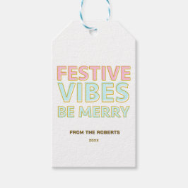 Moderne kleurrijke feestelijke vibes zijn vrolijk  cadeaulabel
