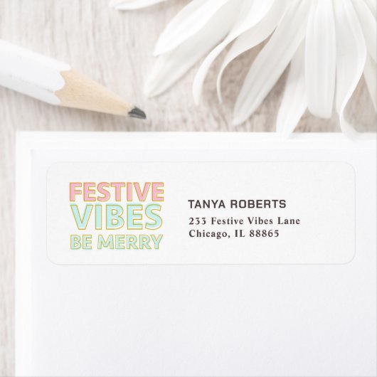 Moderne kleurrijke feestelijke vibes zijn vrolijk  etiket (Insitu)