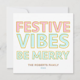 Moderne kleurrijke feestelijke vibes zijn vrolijk  feestdagenkaart