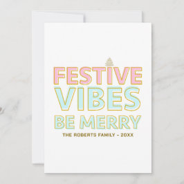 Moderne kleurrijke feestelijke vibes zijn vrolijk  feestdagenkaart