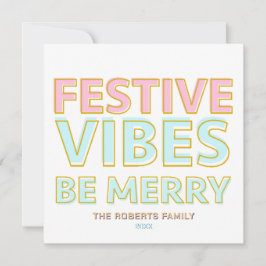 Moderne kleurrijke feestelijke vibes zijn vrolijk  feestdagenkaart