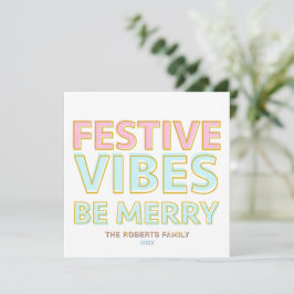 Moderne kleurrijke feestelijke vibes zijn vrolijk  feestdagenkaart