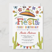 Moderne Kleurrijke Fiesta Mexicaans Eerste Verjaar Kaart (Voorkant)