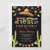 Moderne Kleurrijke Fiesta Mexicaans Zwart 1e Verja Kaart (Voorkant)