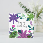 Moderne, kleurrijke Floral Birthday Kaart (Staand voorkant)