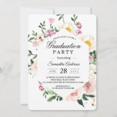 Moderne kleurrijke Floral Graduation Party Kaart (Voorkant)