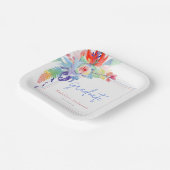 Moderne kleurrijke Floral Graduation Party Papieren Bordje (Gebogen)