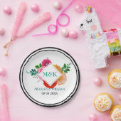 Moderne kleurrijke Floral Illustration Wedding Des Papieren Bordje (Feest)