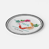 Moderne kleurrijke Floral Illustration Wedding Des Papieren Bordje (Gekanteld)