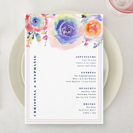 Moderne Kleurrijke Floral LGBTQ Bruiloft Menu