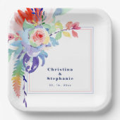 Moderne Kleurrijke Floral LGBTQ Bruiloft Papieren Bordje (Voorkant)